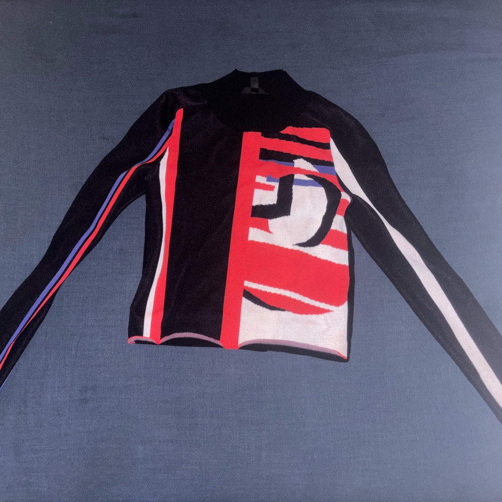 Topshop Red and Black Abstract Sweater